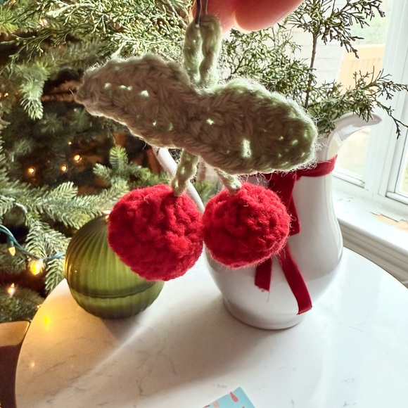 Handmade Crochet Cherry Keychain | Cute Fruit Bag Charm | NWT - Picture 4 of 6